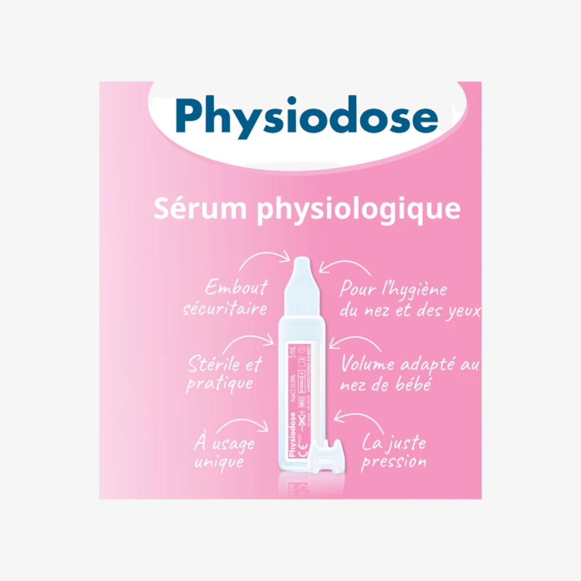 Sérum physiologique PHYSIODOSE - Boîte de 100 unidoses de 5ml