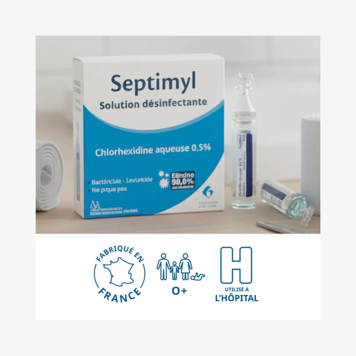 Chlorhexidine unidose 10x5ml SEPTIMYL - Boîte de 10 unidoses