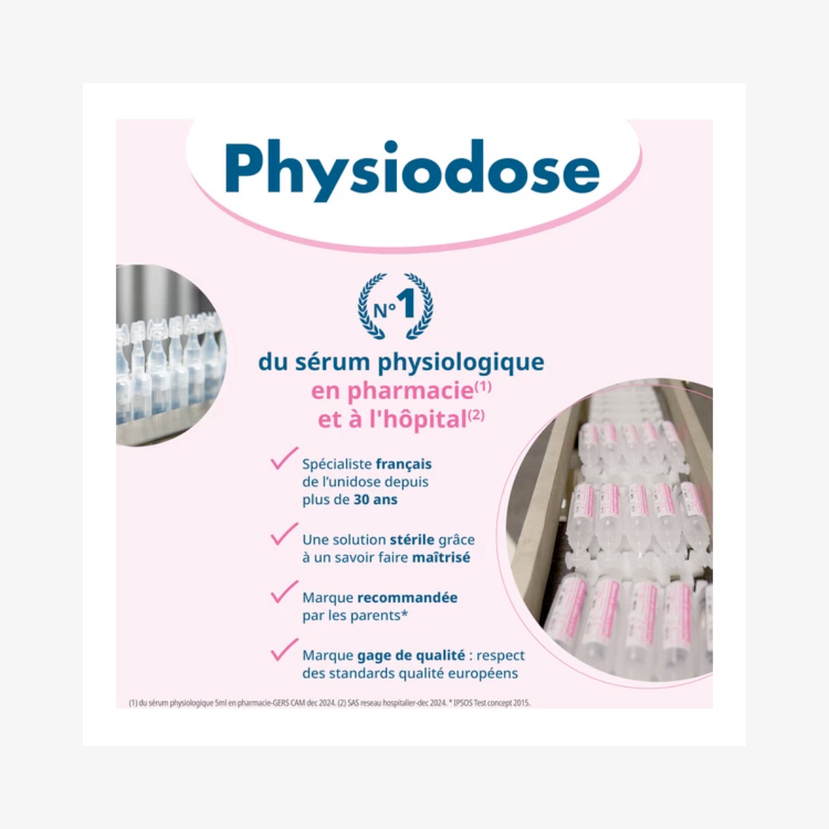 Sérum physiologique PHYSIODOSE - Boîte de 100 unidoses de 5ml