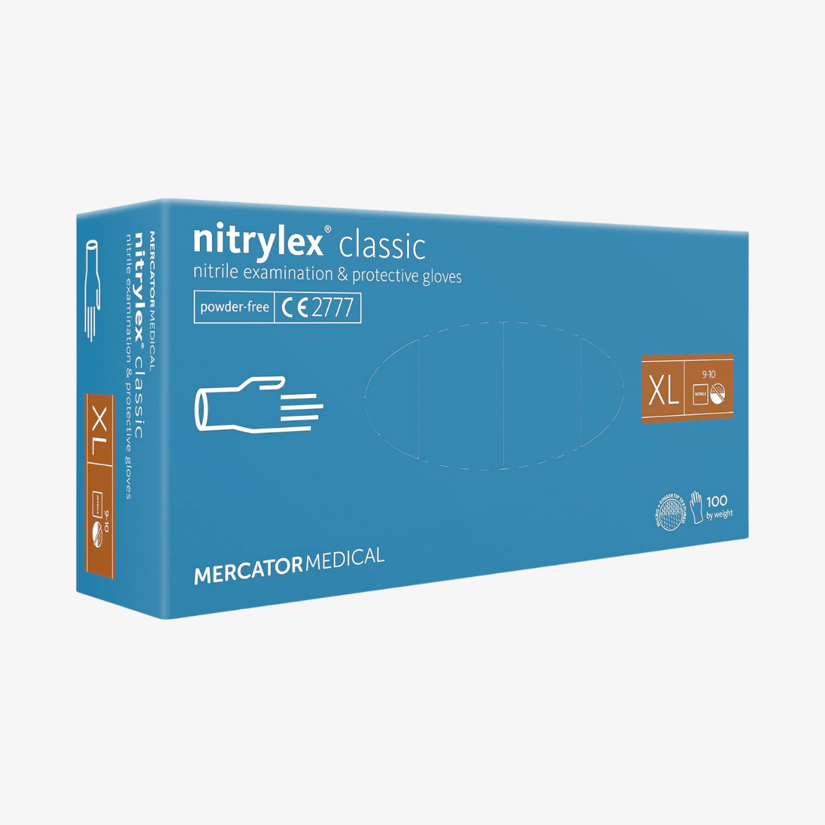 Gant d'examen en nitrile sans poudre NITRYLEX MERCATOR Bleu