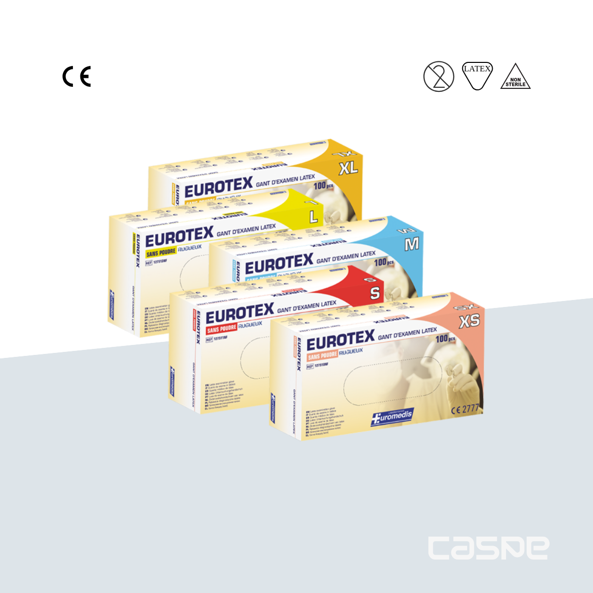 EUROMEDIS Gant d'examen en latex EUROTEX sans poudre 240 mm