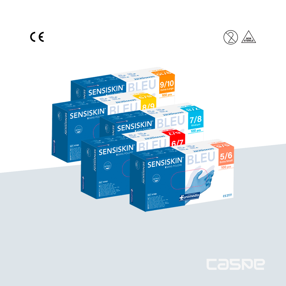 EUROMEDIS Gant d'examen en nitrile BLEU SENSISKIN sans poudre