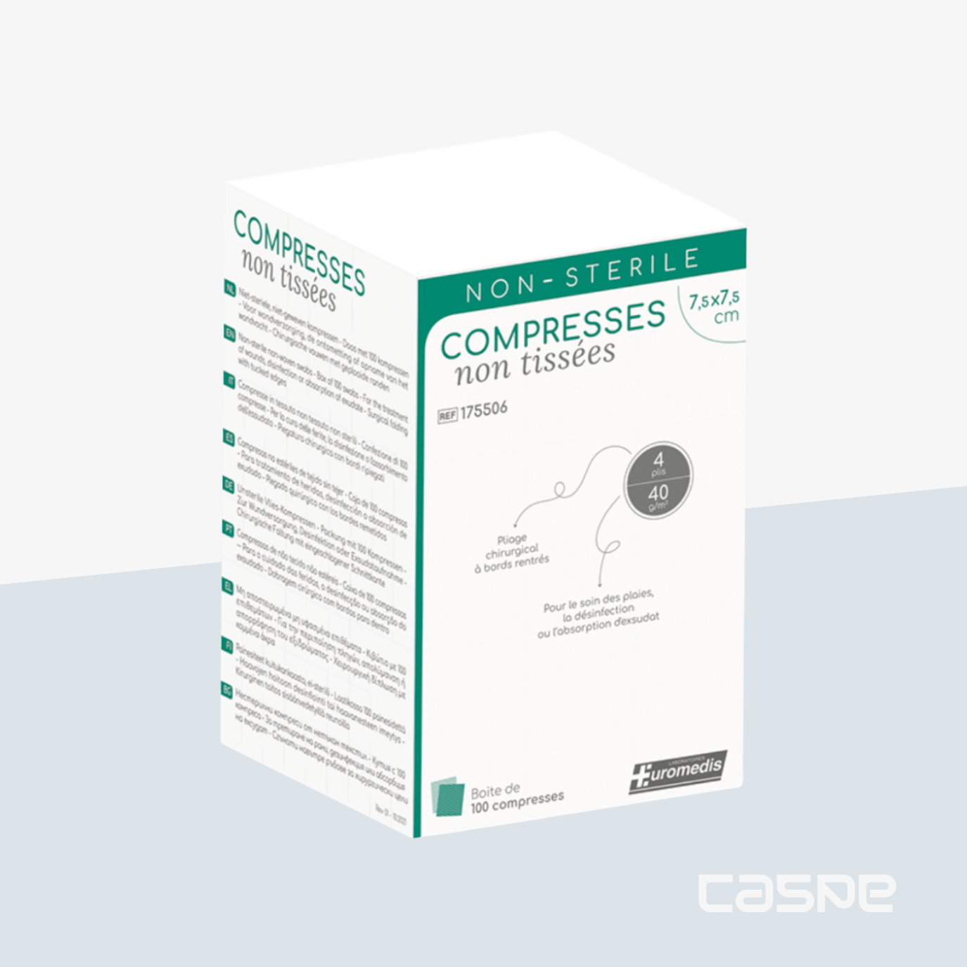 Compresses non tissé stériles 40 g/m² 7,5 x 7,5 cm EUROMEDIS