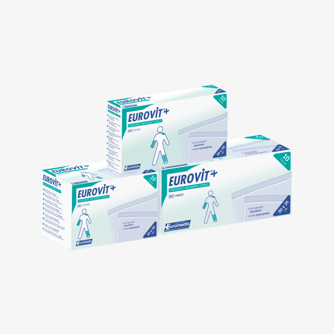 EUROVIT+ Pansement absorbant non adhérent stérile - Boîte de 10